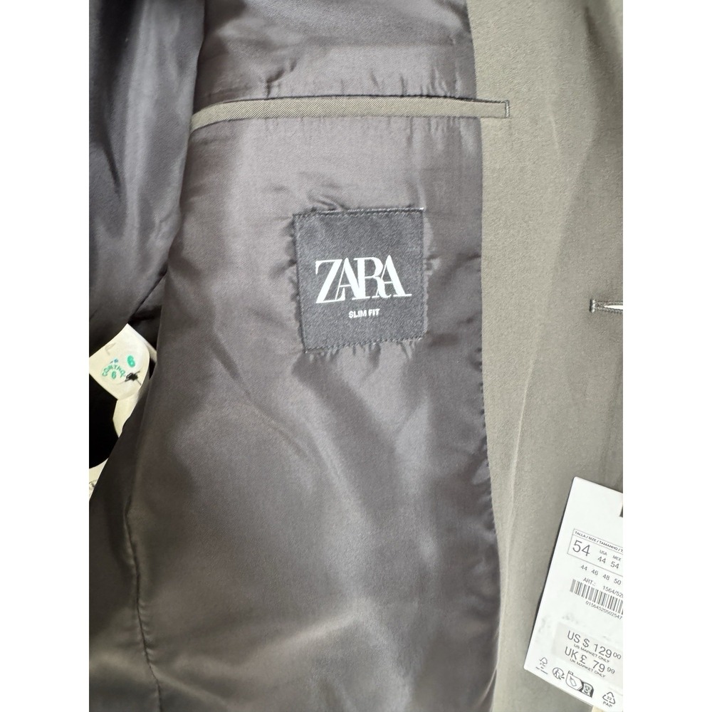 NEW Zara Blazer Sports Coat Jacket Lined Mens Size 44 Charcoal Gray - Picture 5 of 16